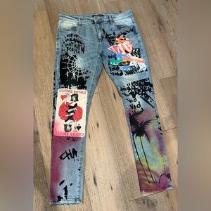 Artistic Graphic Men's Straight Leg Jeans